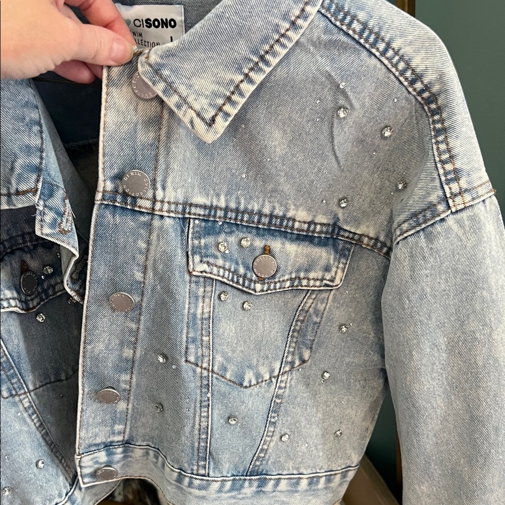 Studded Light Blue Denim Jacket